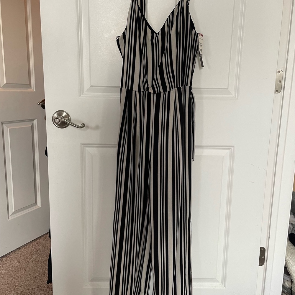 T.J.Maxx Monochrome Striped Jumpsuit